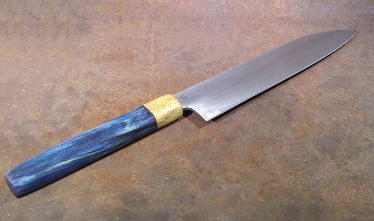 Lame en acier 125SC - Manche en hêtre échauffé stabilisé teinté et garde en chêne
